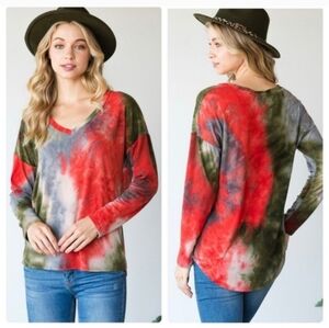 Green Red New Tie Dye Top